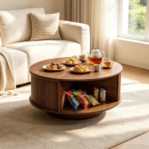 Walnut round lift top coffee - lift,
